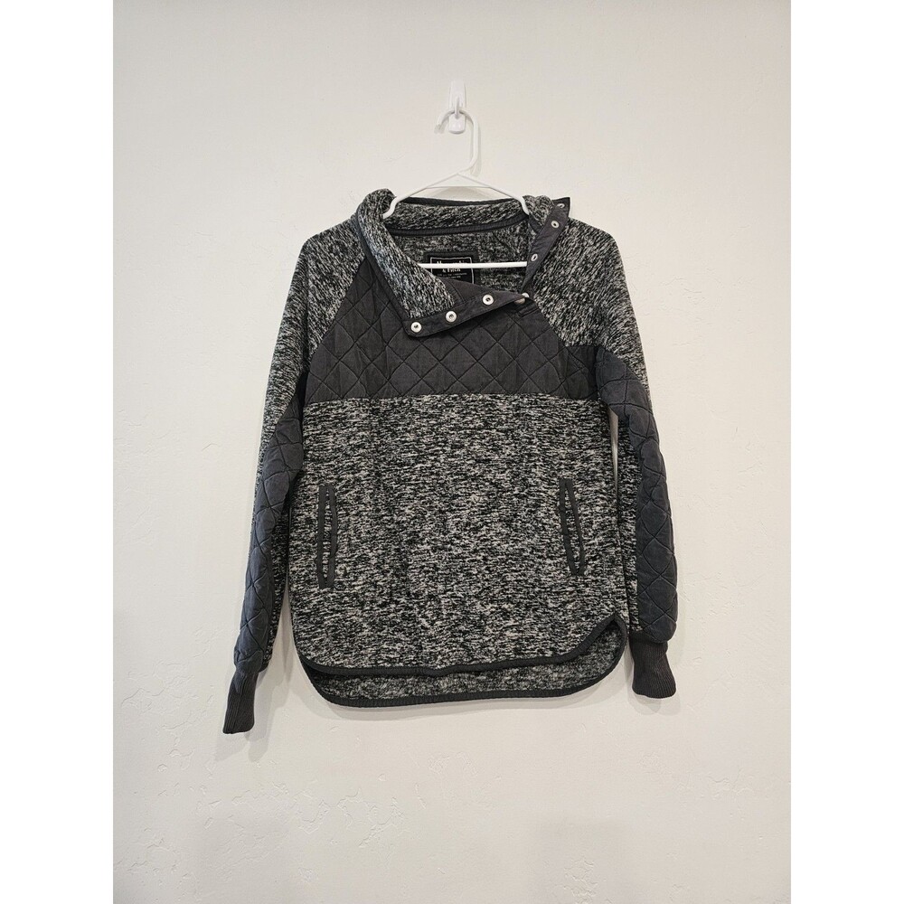 Abercrombie & Fitch Fleece Quilted Gray Pullover Jacket  Coat Snap Mock Neck XS
